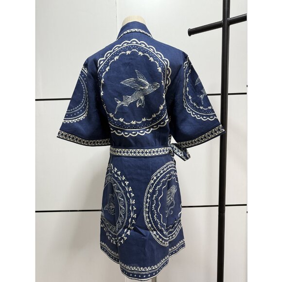 Alemais Oceane Blue and White Mini Dress - Picture 4 of 11